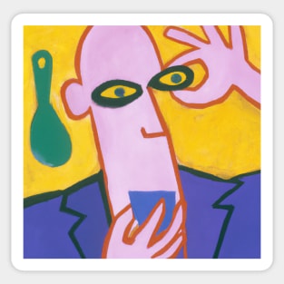 Man holding eye painting Sticker